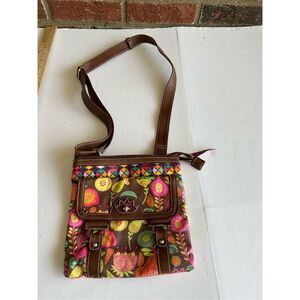 8x8” LB Lily Bloom crossbody Faux Leather Brown Pink